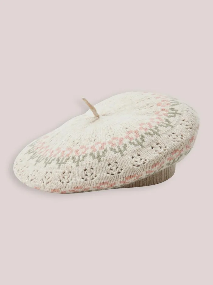Girls Accessories Cyrillus Jacquard Beret Avoine Chine