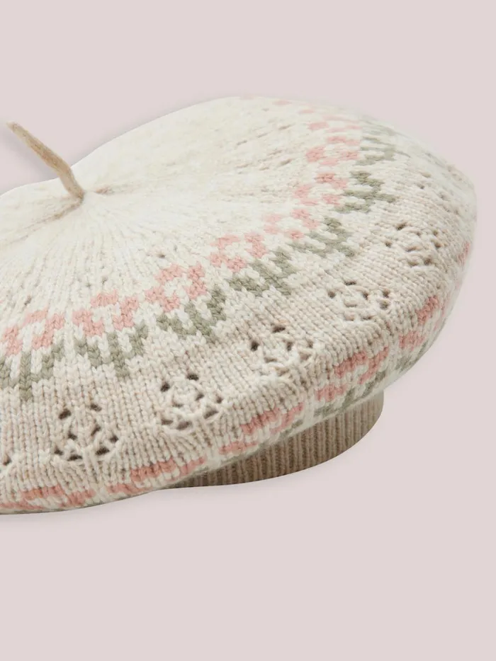Girls Accessories Cyrillus Jacquard Beret Avoine Chine