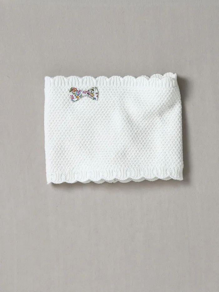 Girls Accessories Cyrillus Scalloped Snood And Bow Made With Liberty Fabric Ecru