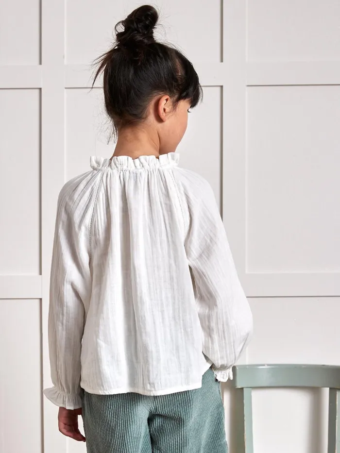 Girls Clothing Cyrillus Cotton Gauze Blouse Ecru