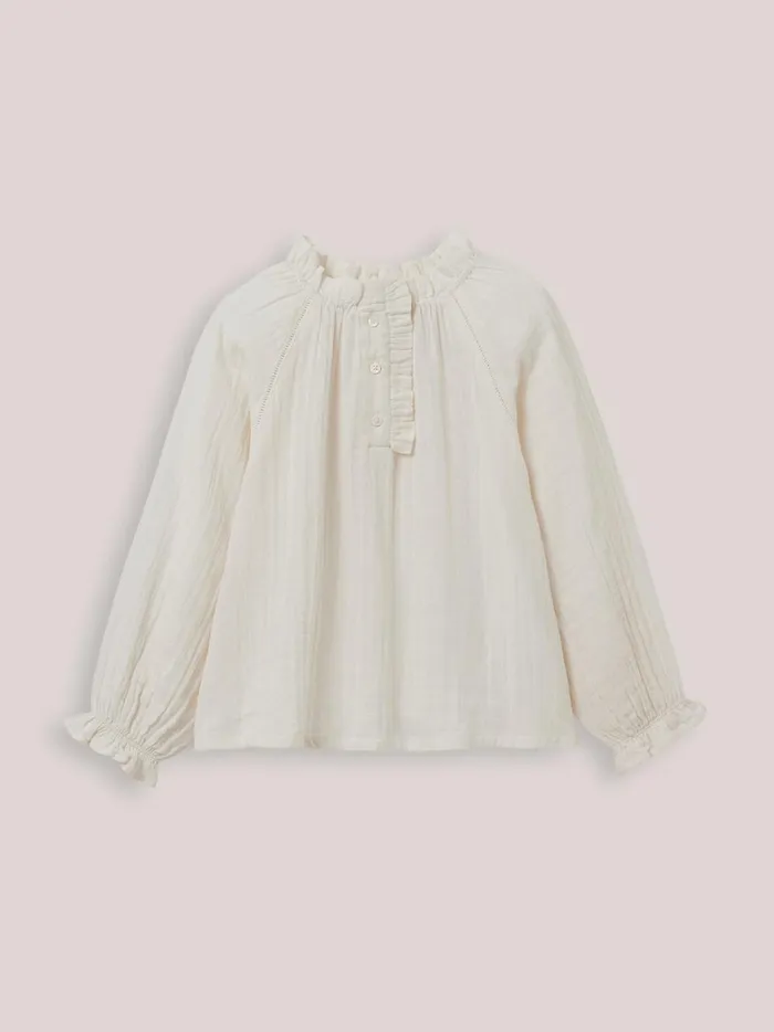 Girls Clothing Cyrillus Cotton Gauze Blouse Ecru
