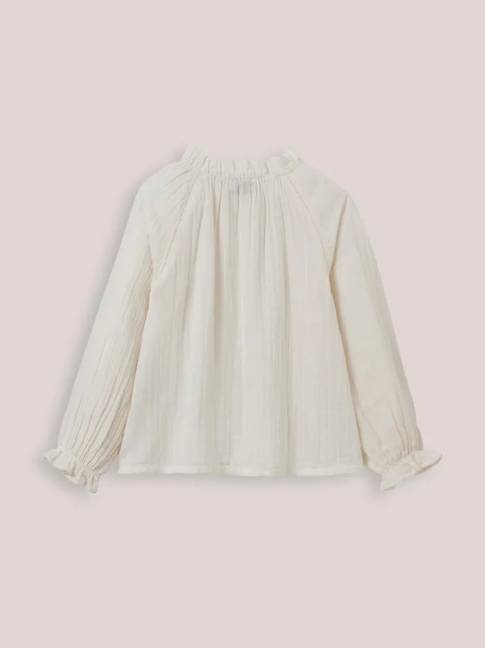 Girls Clothing Cyrillus Cotton Gauze Blouse Ecru