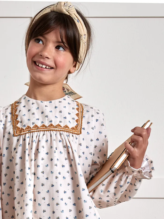 Girls Clothing Cyrillus Emily Print Corduroy Dress Imp Emily