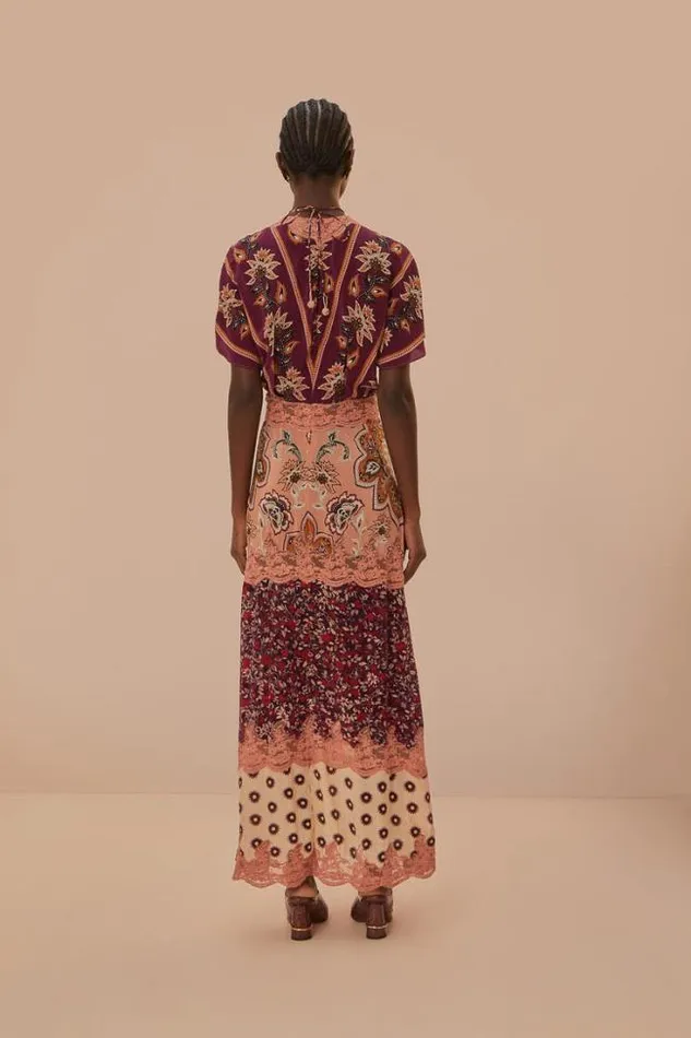 Glam Tapestry Burgundy Laces Short Sleeve Maxi Dress Women FARM Rio Maxi Dresses