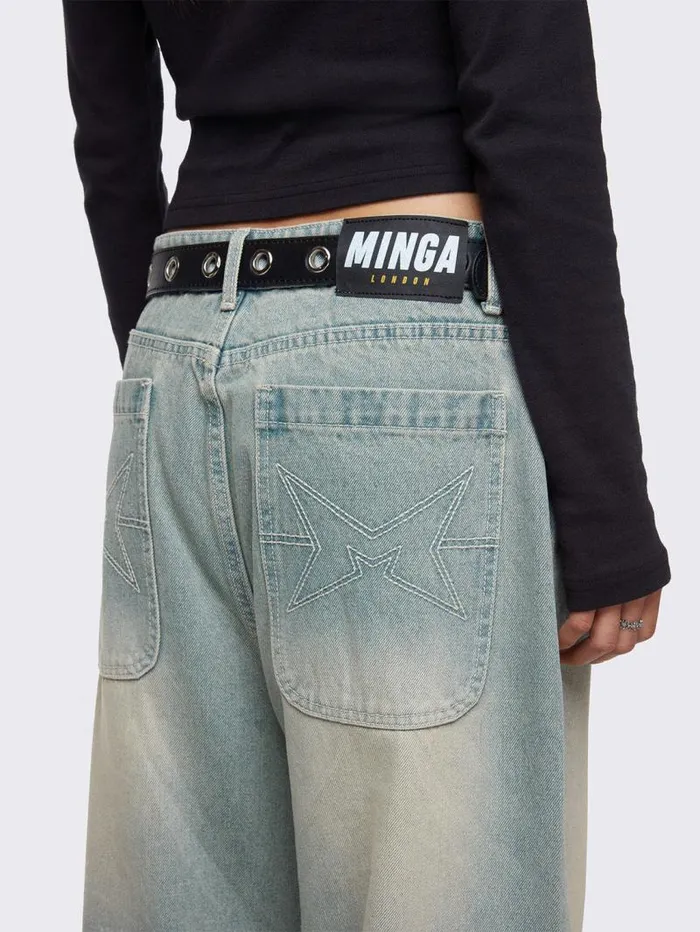 Glen Blue Baggy Jeans Women Minga London Bottoms