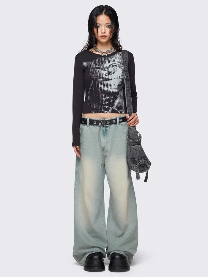 Glen Blue Baggy Jeans Women Minga London Bottoms