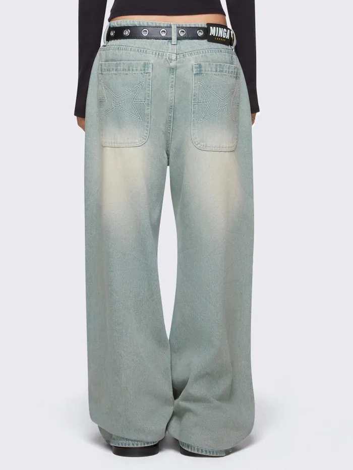 Glen Blue Baggy Jeans Women Minga London Bottoms