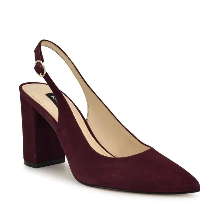 Gompell Block Heel Slingback Pumps Dark Red Suede Women Nine West Heels Gompell Block Heel Slingback Pumps Dark Red Suede Women Nine West Heels