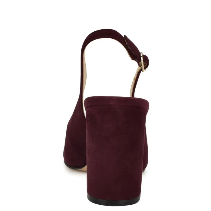 Gompell Block Heel Slingback Pumps Dark Red Suede Women Nine West Heels Gompell Block Heel Slingback Pumps Dark Red Suede Women Nine West Heels