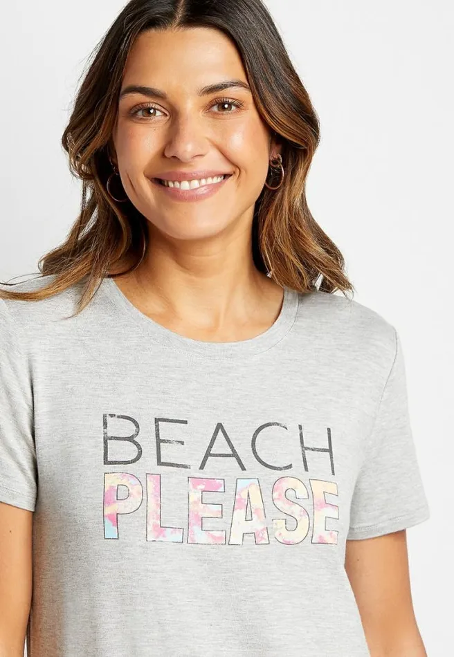 Gray Beach Please Graphic Tee Women Maurices Tops