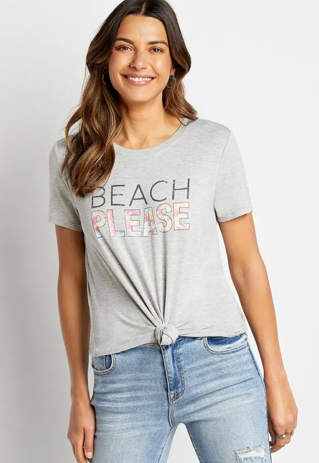 Gray Beach Please Graphic Tee Women Maurices Tops