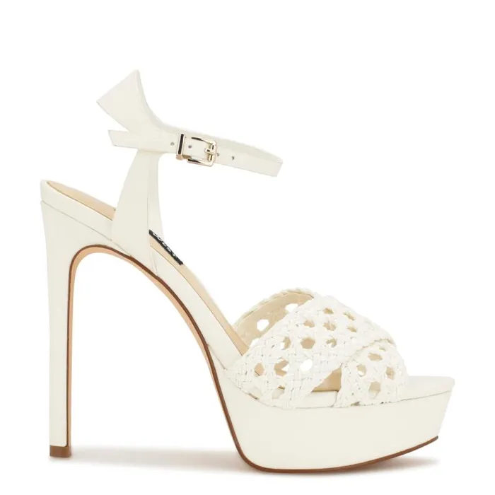 Grecia Platform Sandals White Women Nine West Sandals