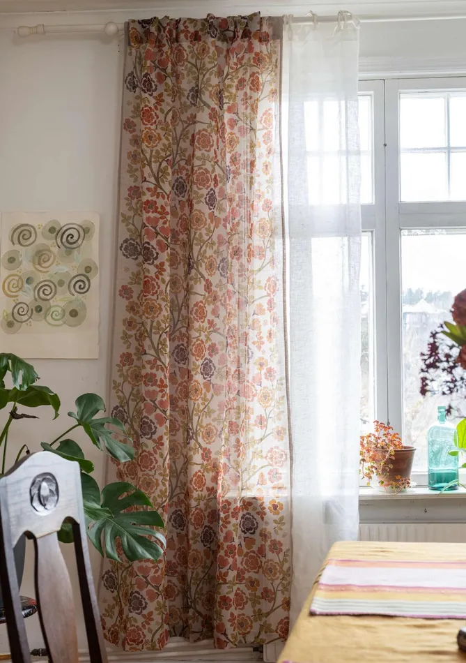 Gudrun Sjdn Wild Rose Curtain In Linen Women Curtains
