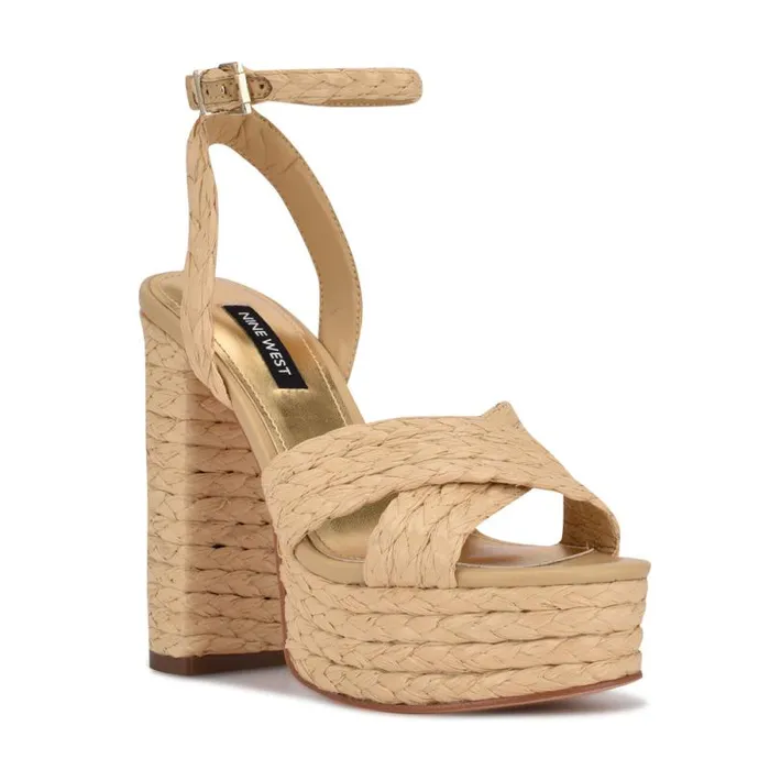 Hadyn Platform Sandals Natural Raffia Women Nine West Sandals Hadyn Platform Sandals Natural Raffia Women Nine West Sandals