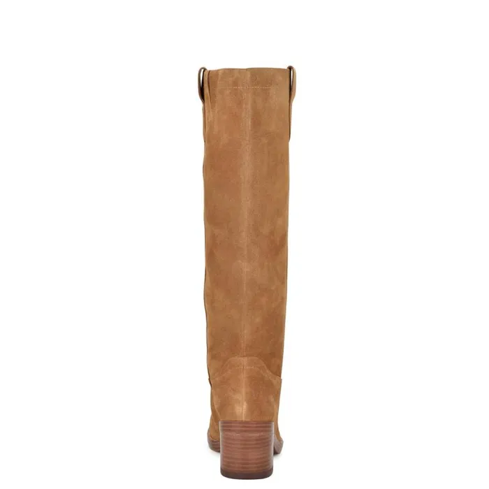 Hecee Block Heel Tailored Boots Natural Suede Women Nine West Boots and Booties Hecee Block Heel Tailored Boots Natural Suede Women Nine West Boots and Booties