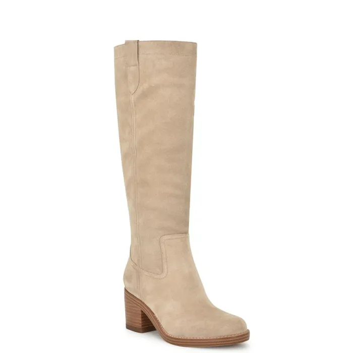 Hecee Block Heel Tailored Boots Tan Suede Women Nine West Heels