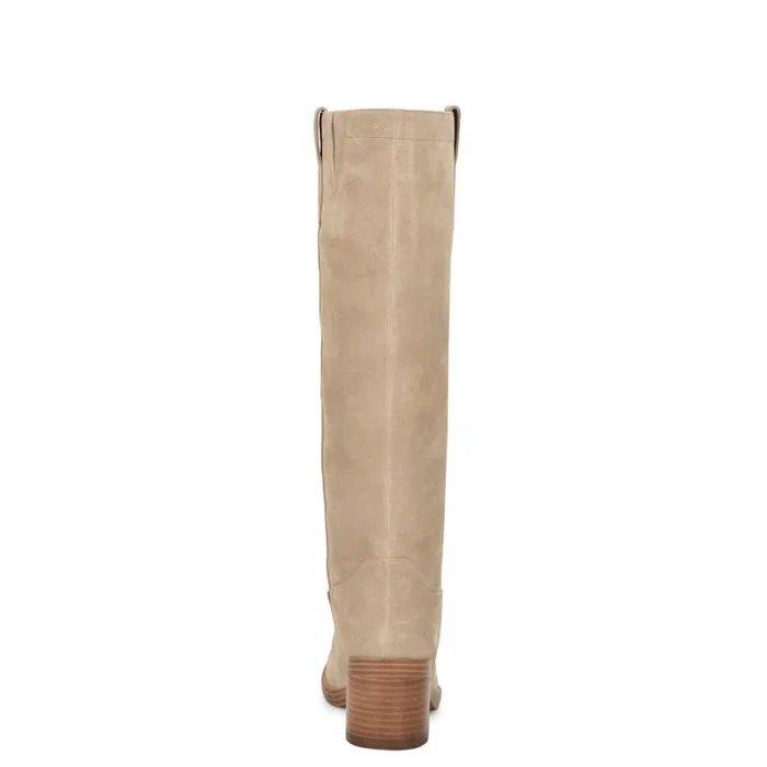 Hecee Block Heel Tailored Boots Tan Suede Women Nine West Heels