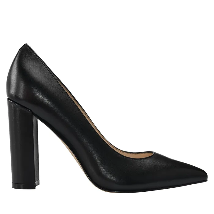 Heels and Pumps Abilene Block Heel Pointy Toe Pump Black Leather 8211 Marc Fisher Women
