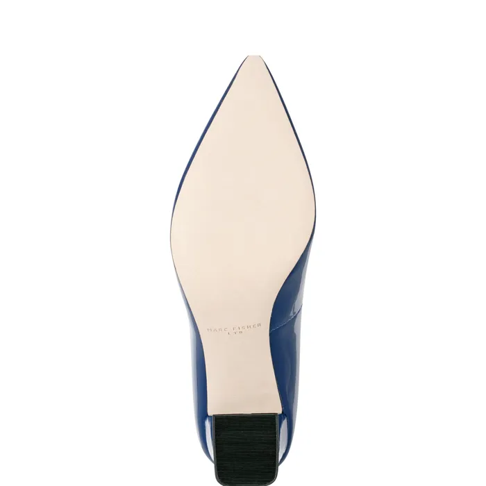 Heels and Pumps Women Zala Block Heel Pointy Toe Pump Dark Blue Patent Leather Marc Fisher