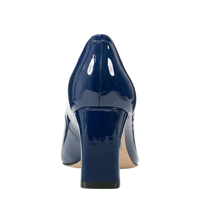 Heels and Pumps Women Zala Block Heel Pointy Toe Pump Dark Blue Patent Leather Marc Fisher