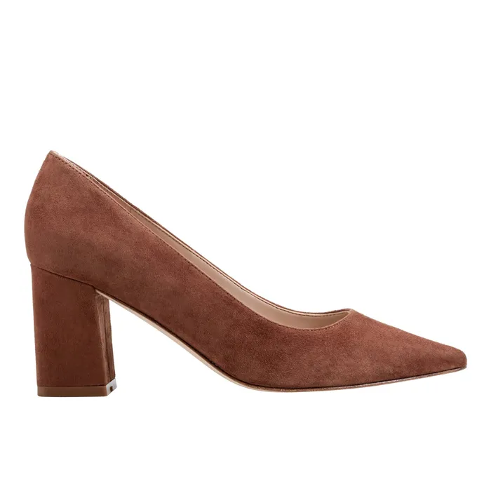 Heels and Pumps Women Zala Block Heel Pointy Toe Pump Medium Natural Suede Marc Fisher
