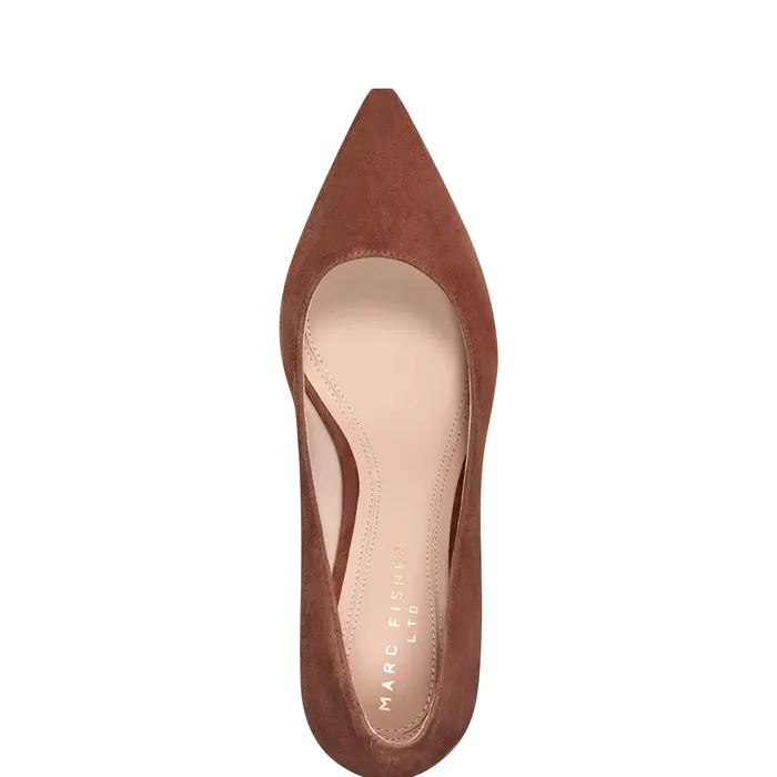 Heels and Pumps Women Zala Block Heel Pointy Toe Pump Medium Natural Suede Marc Fisher