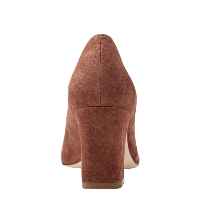 Heels and Pumps Women Zala Block Heel Pointy Toe Pump Medium Natural Suede Marc Fisher