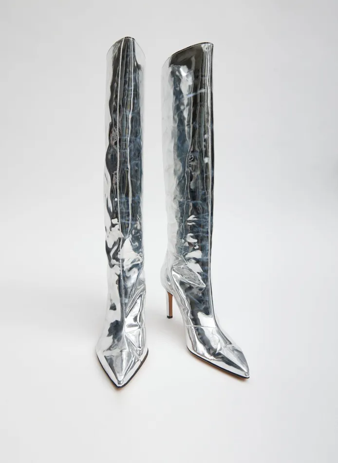 Heels Women Tibi Mats Silver Boot