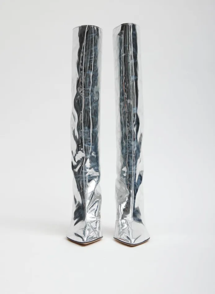 Heels Women Tibi Mats Silver Boot
