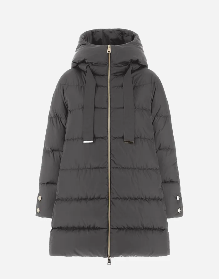 Herno ASHAPE JACKET IN SATIN Grey Women Long Down Jackets