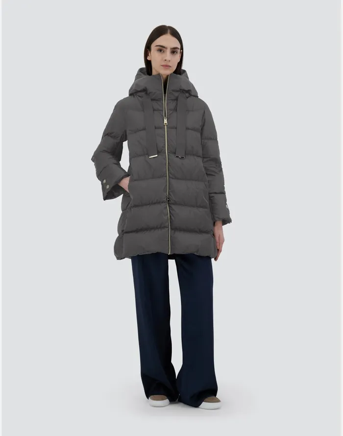 Herno ASHAPE JACKET IN SATIN Grey Women Long Down Jackets