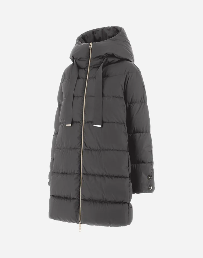 Herno ASHAPE JACKET IN SATIN Grey Women Long Down Jackets