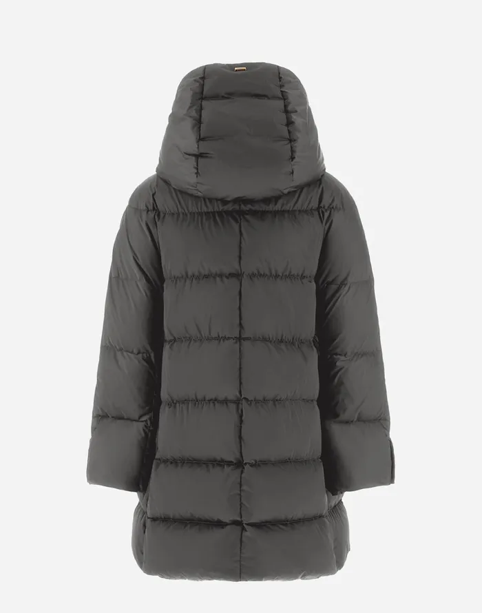 Herno ASHAPE JACKET IN SATIN Grey Women Long Down Jackets