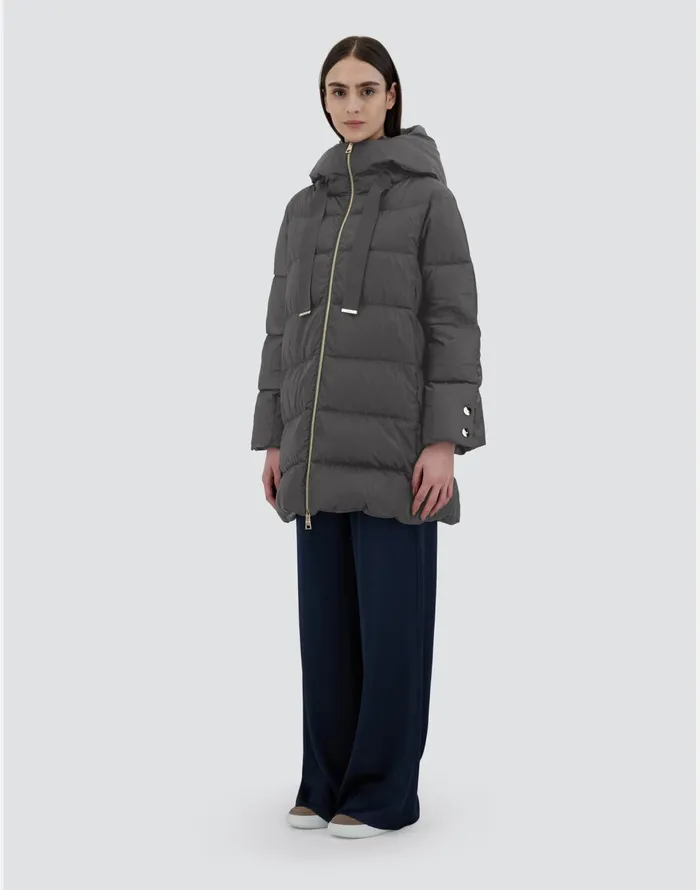 Herno ASHAPE JACKET IN SATIN Grey Women Long Down Jackets