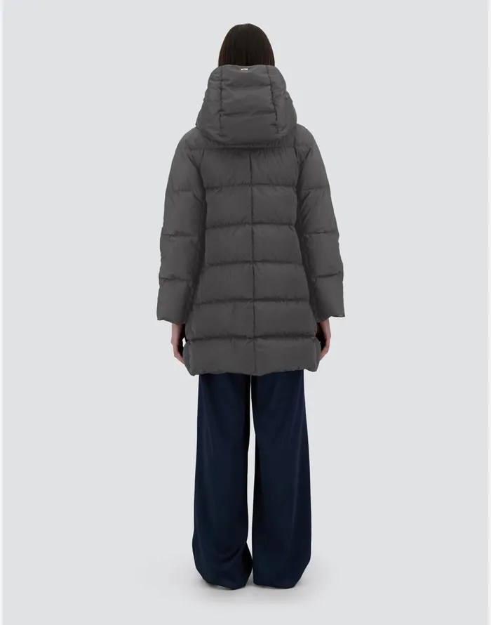 Herno ASHAPE JACKET IN SATIN Grey Women Long Down Jackets