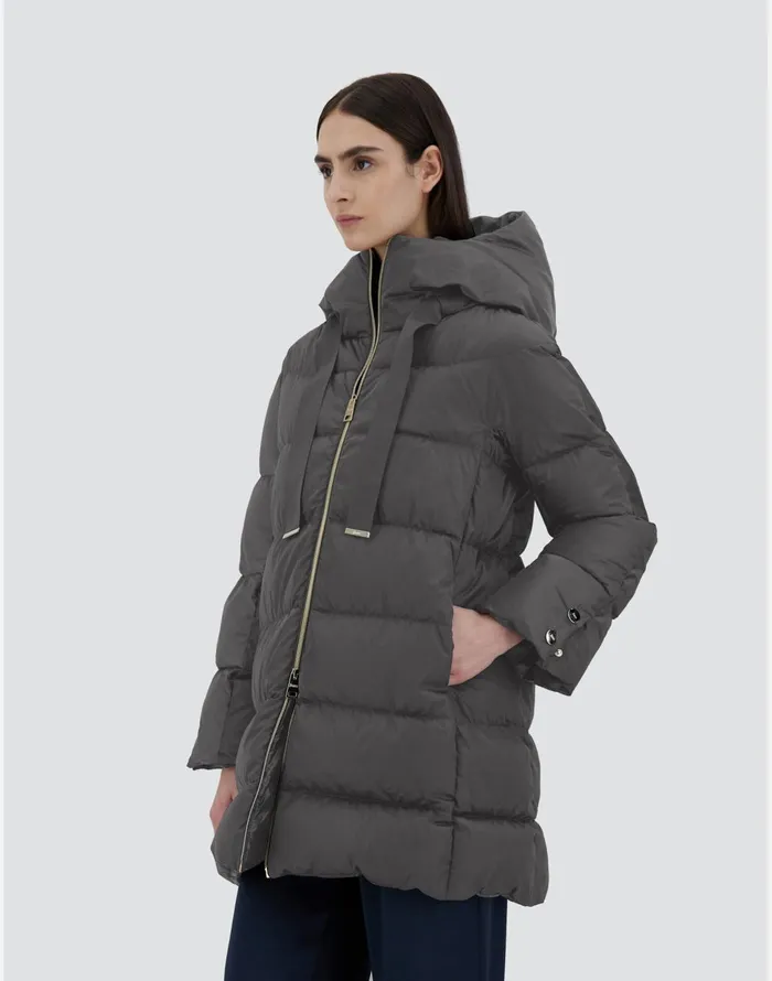 Herno ASHAPE JACKET IN SATIN Grey Women Long Down Jackets