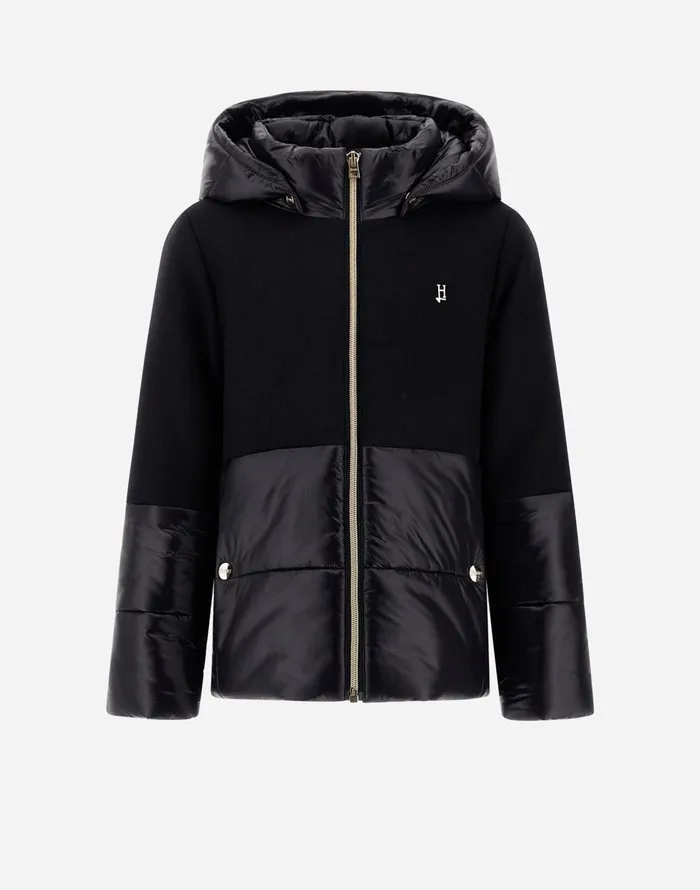 Herno CAPE IN ECOWOOL AND NYLON ULTRALIGHT Black Kids Clothing