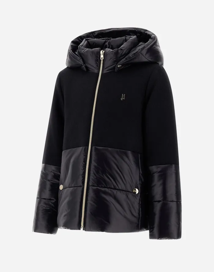 Herno CAPE IN ECOWOOL AND NYLON ULTRALIGHT Black Kids Clothing