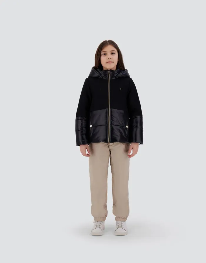 Herno CAPE IN ECOWOOL AND NYLON ULTRALIGHT Black Kids Clothing