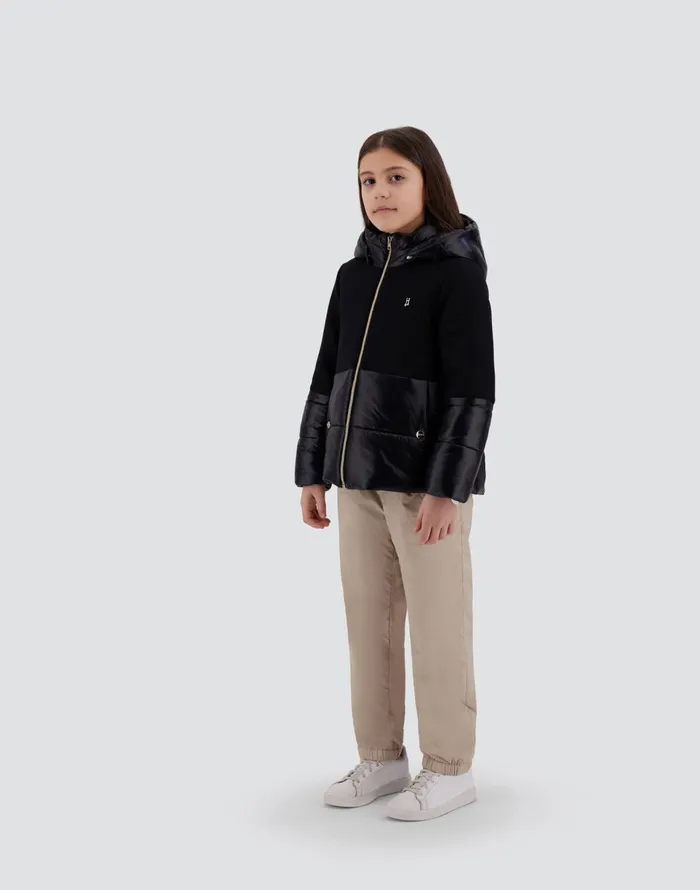 Herno CAPE IN ECOWOOL AND NYLON ULTRALIGHT Black Kids Clothing
