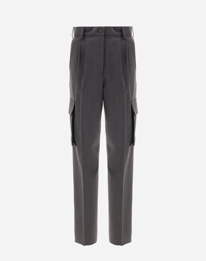 Herno CARGO TROUSERS IN SOFT WOOL Iron Women Trousers