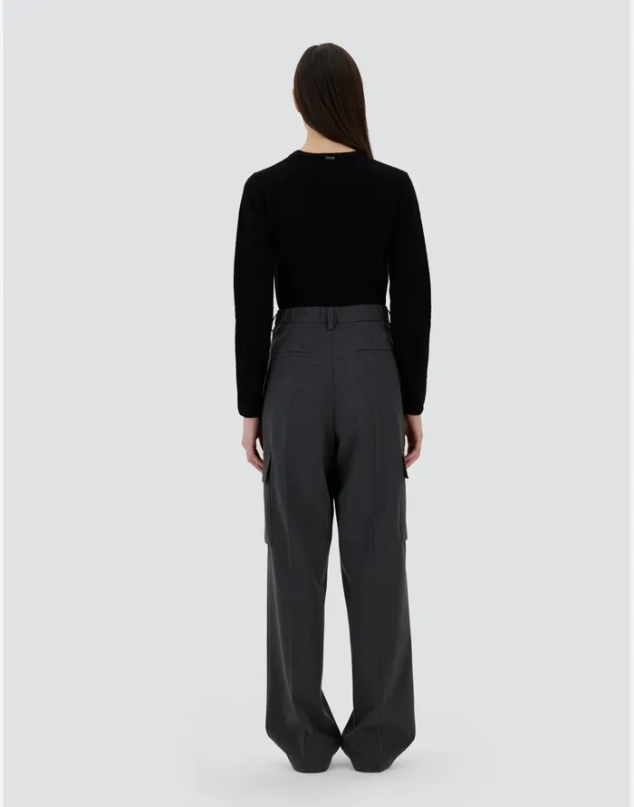Herno CARGO TROUSERS IN SOFT WOOL Iron Women Trousers