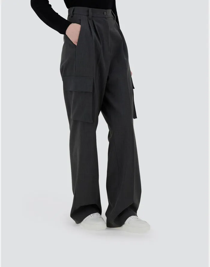 Herno CARGO TROUSERS IN SOFT WOOL Iron Women Trousers