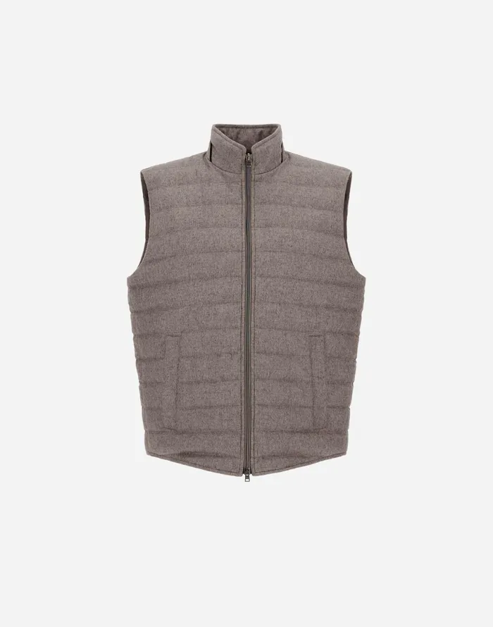 Herno CASHMERE AND SILK VEST Dove Grey Men Vests