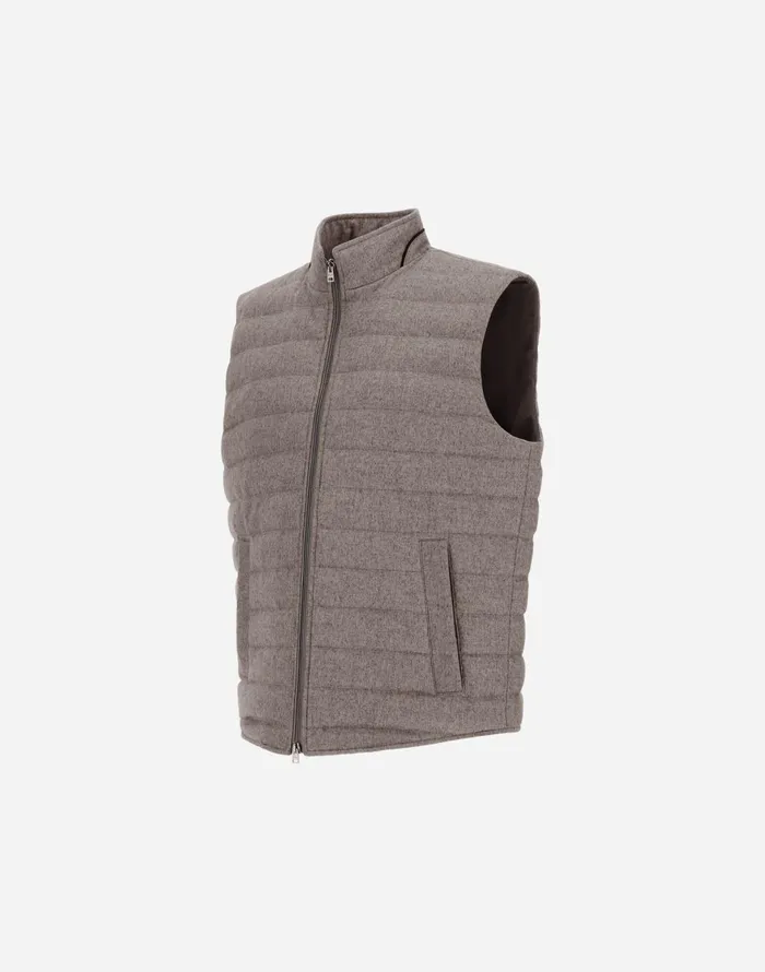 Herno CASHMERE AND SILK VEST Dove Grey Men Vests