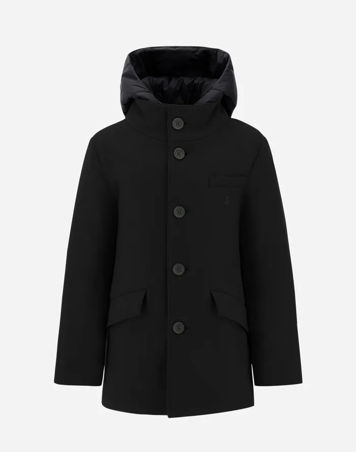 Herno COAT IN ECOWOOL AND NYLON CHAMONIX Black Kids Clothing