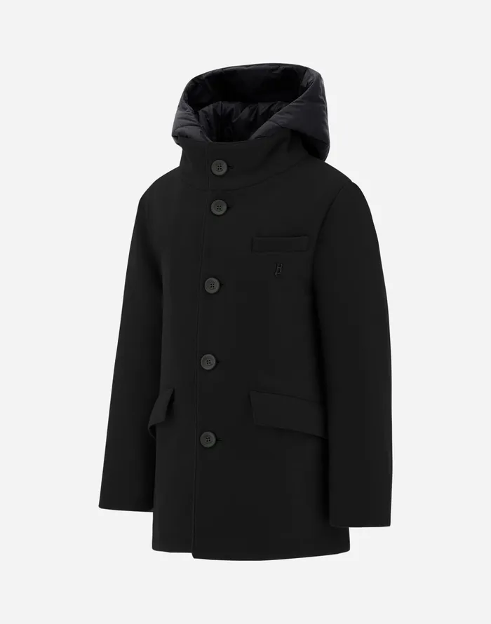 Herno COAT IN ECOWOOL AND NYLON CHAMONIX Black Kids Clothing