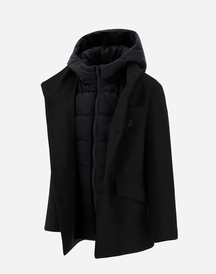 Herno COAT IN ECOWOOL AND NYLON CHAMONIX Black Kids Clothing