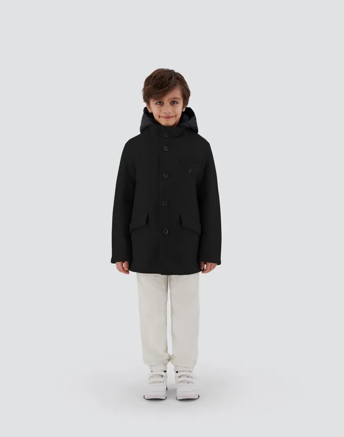 Herno COAT IN ECOWOOL AND NYLON CHAMONIX Black Kids Clothing