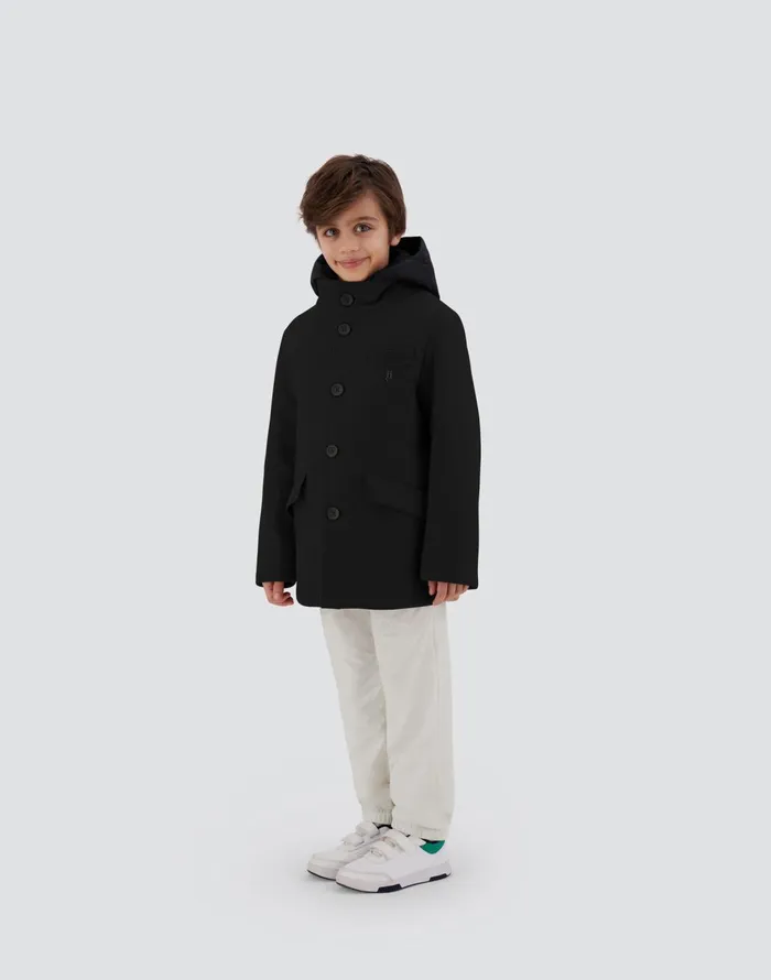 Herno COAT IN ECOWOOL AND NYLON CHAMONIX Black Kids Clothing